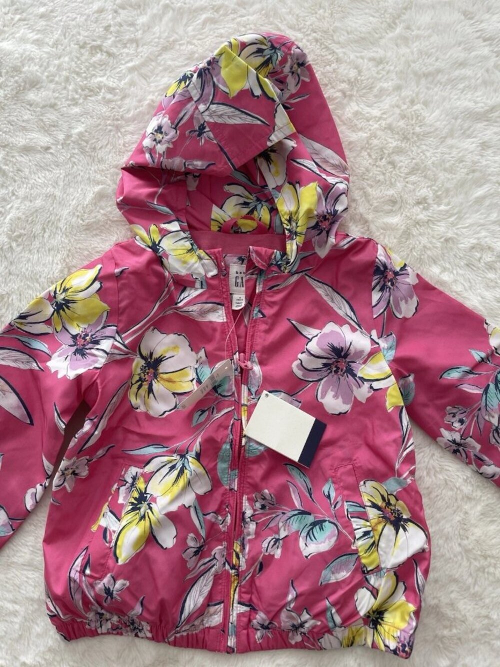 SALE! NWT Gap Kids Rain Jacket Pink with Large Flowers Size 3T